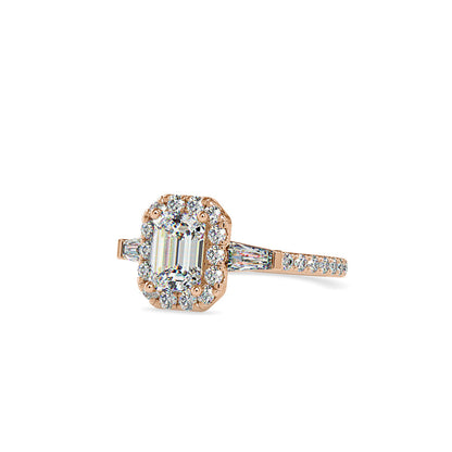 Emerald Prong Halo Diamond Engagement Ring Rose gold