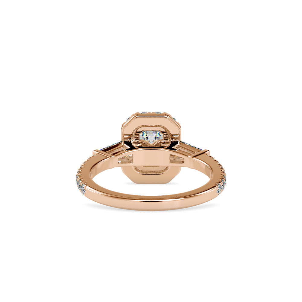 Emerald Prong Halo Diamond Engagement Ring Rose gold