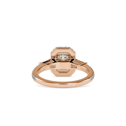 Emerald Prong Halo Diamond Engagement Ring Rose gold