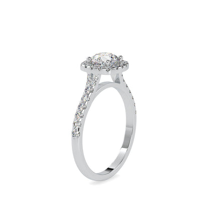 Wonder Halo Queen Diamond Engagement Ring White gold