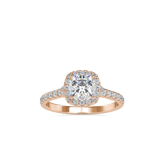 White Diamond Single Halo Engagement Ring Rose Gold