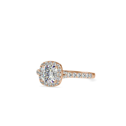 White Diamond Single Halo Engagement Ring Rose Gold