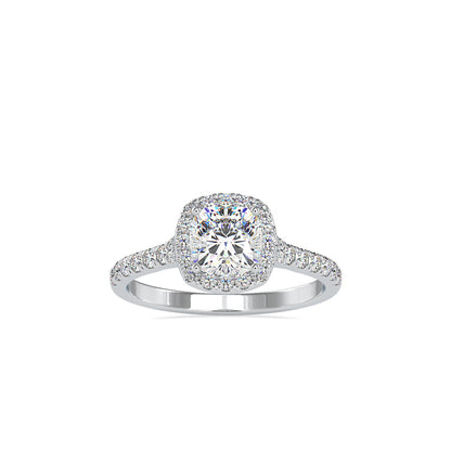 White Diamond Single Halo Engagement Ring White gold