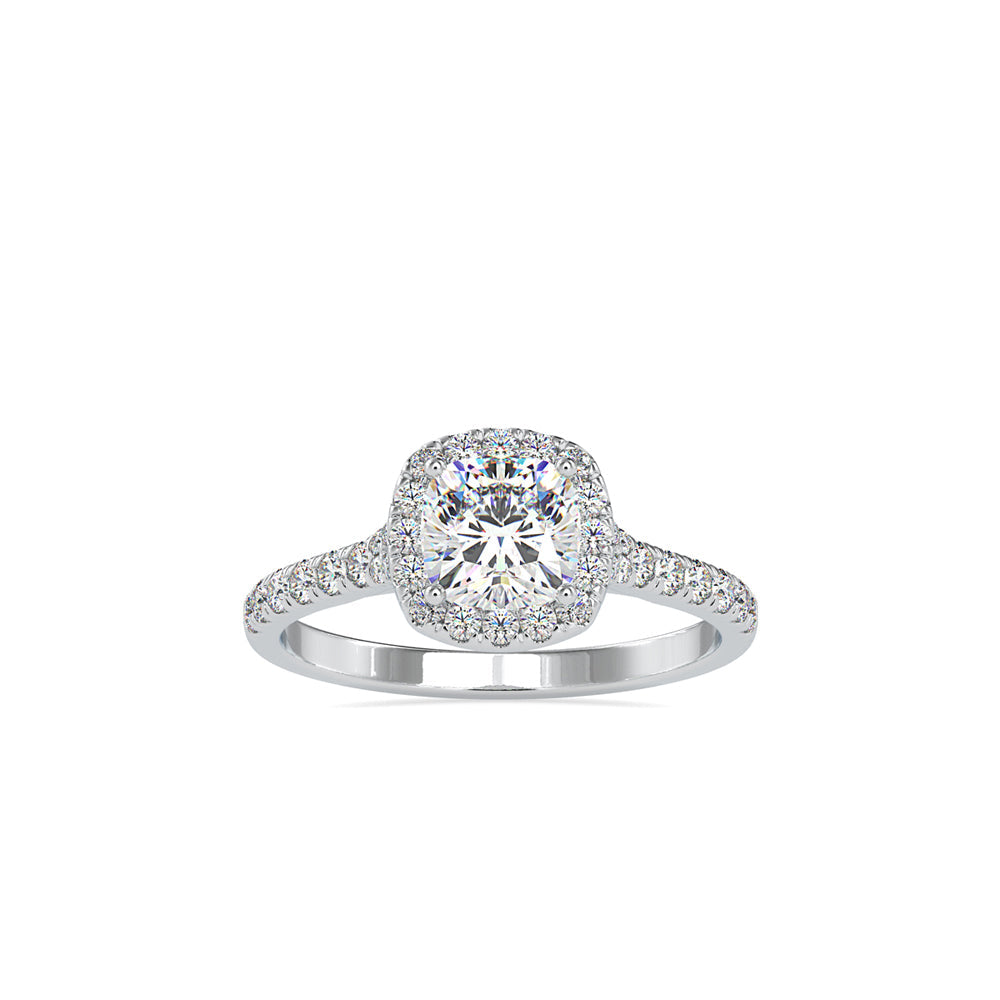 White Diamond Single Halo Engagement Ring Platinum