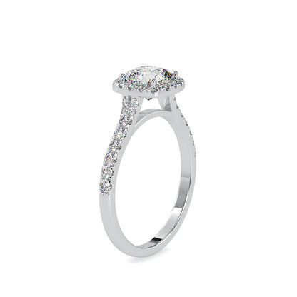 White Diamond Single Halo Engagement Ring White gold