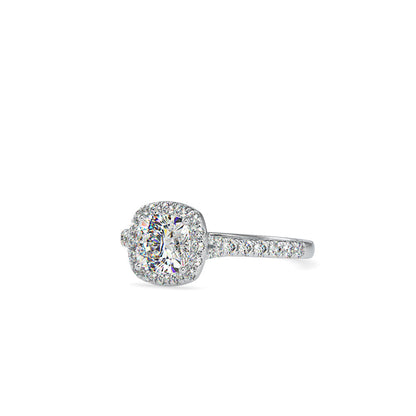 White Diamond Single Halo Engagement Ring White gold