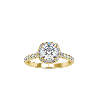 White Diamond Single Halo Engagement Ring Yellow gold