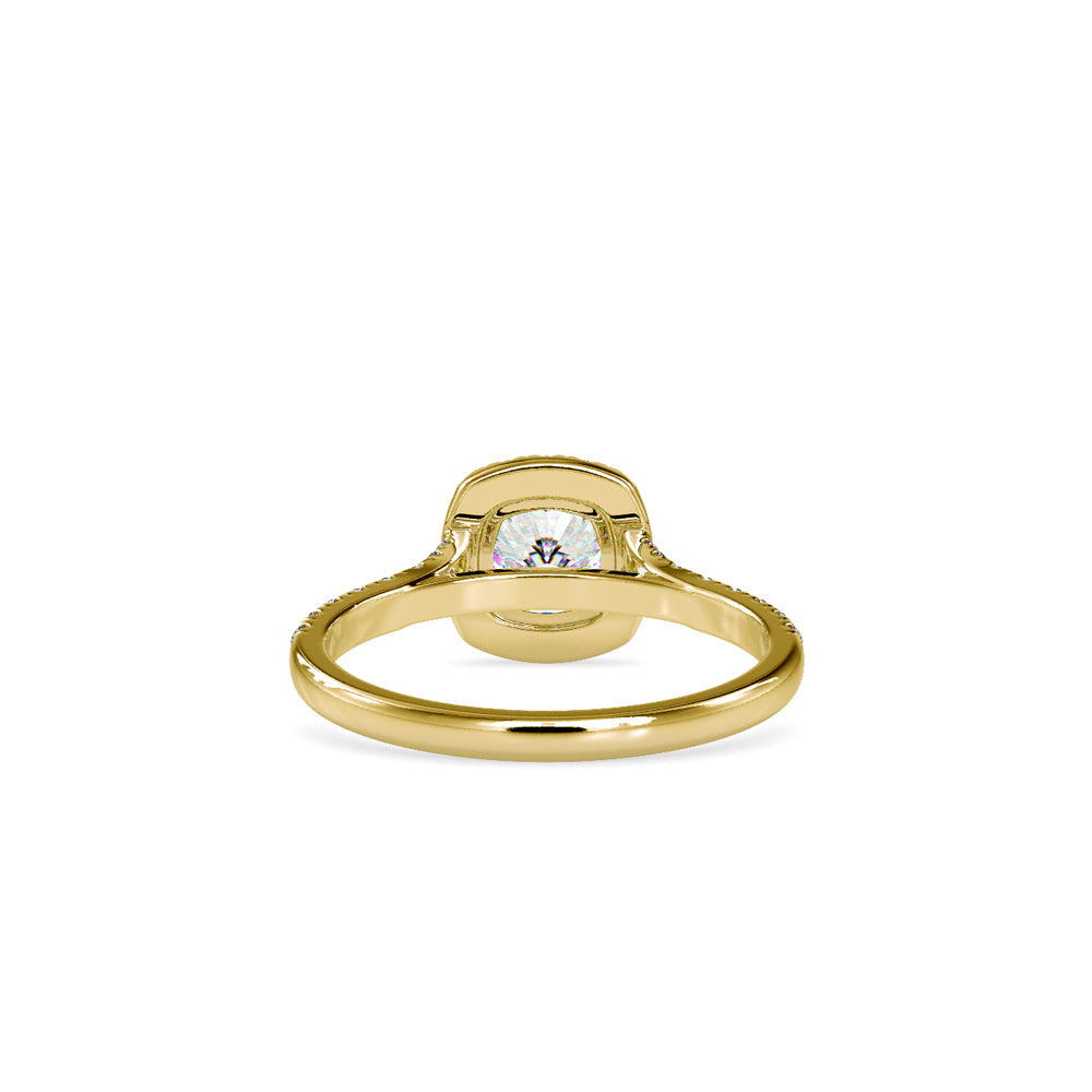 White Diamond Single Halo Engagement Ring Yellow gold