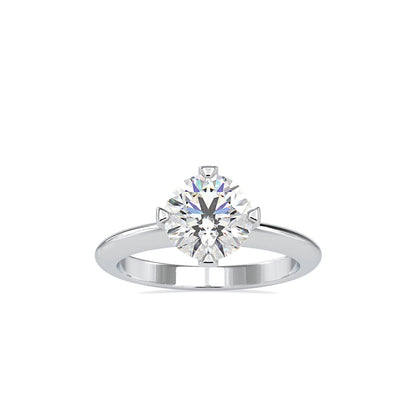 4 Prong Round Cut Diamond Engagement Ring White gold