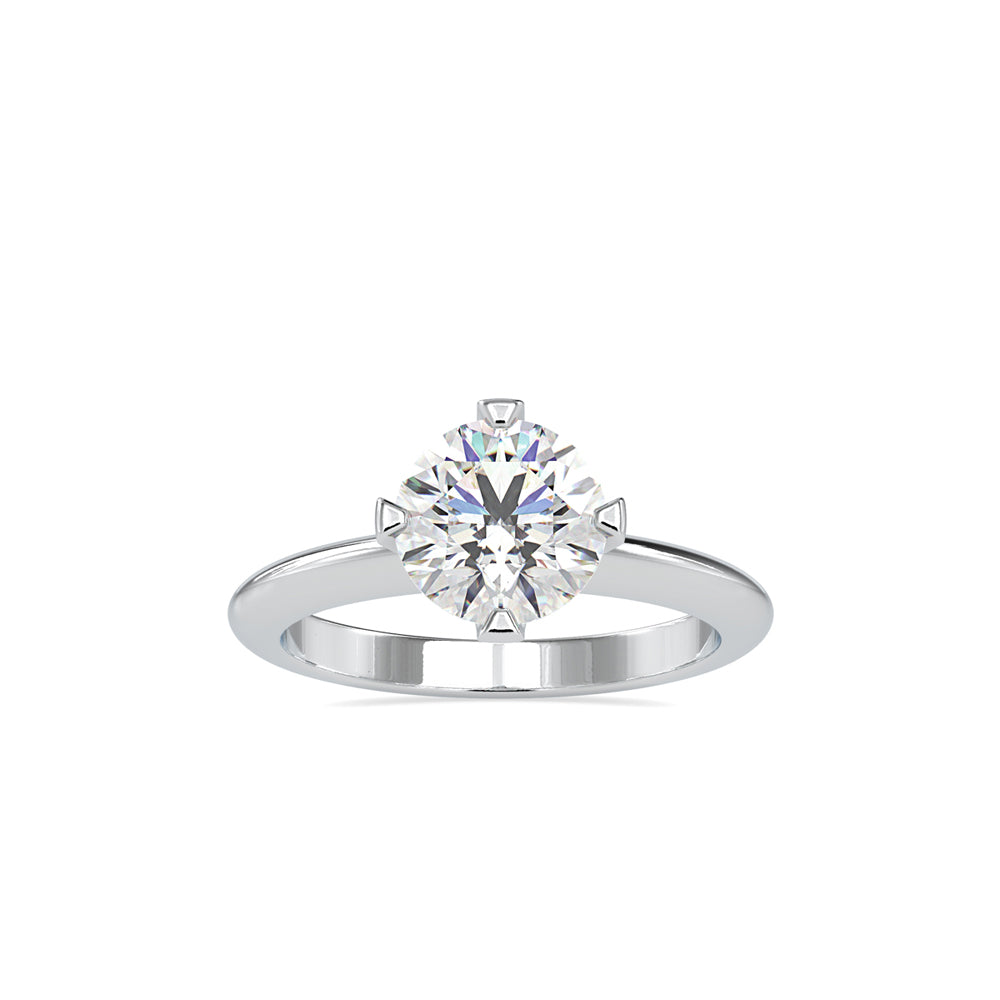 4 Prong Round Cut Diamond Engagement Ring Platinum