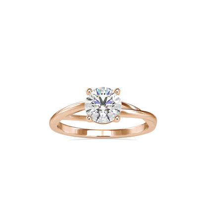 Brilliant Round Cut 4 Prong Diamond Engagement Ring Rose gold