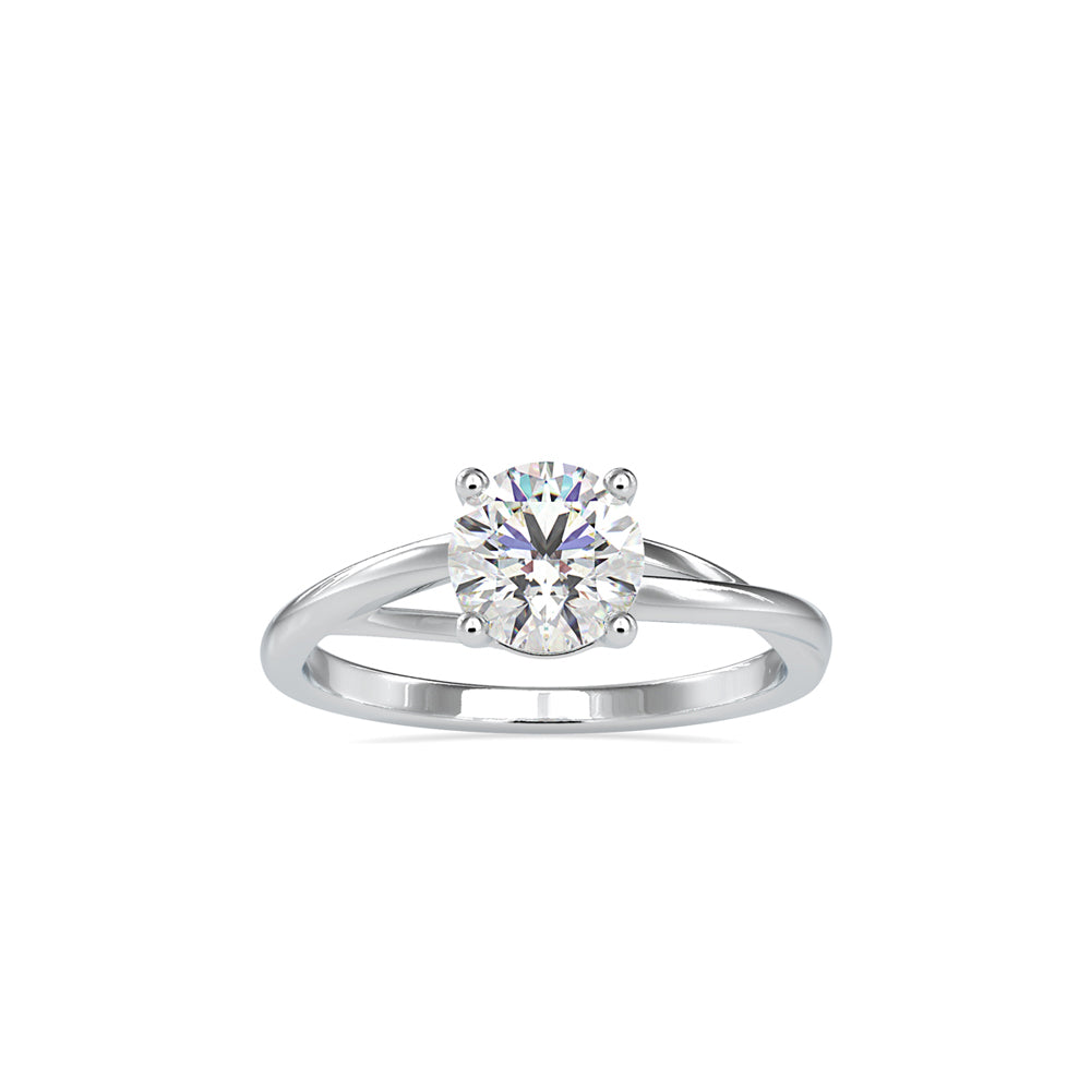 Brilliant Round Cut 4 Prong Diamond Engagement Ring White gold