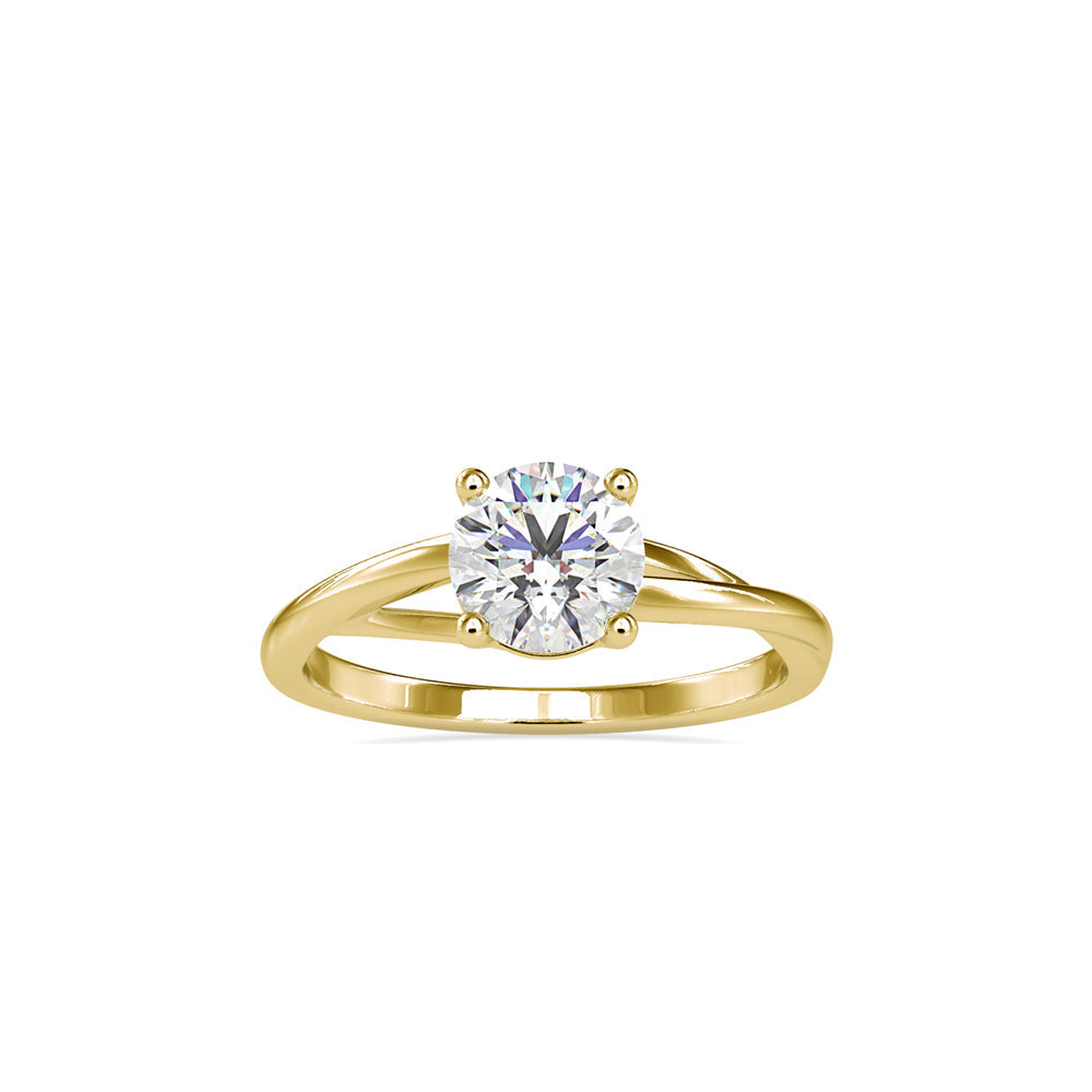 Brilliant Round Cut 4 Prong Diamond Engagement Ring Yellow gold