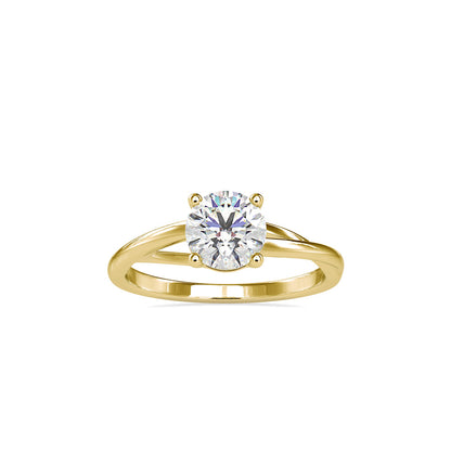 Brilliant Round Cut 4 Prong Diamond Engagement Ring Yellow gold