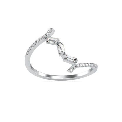 Half zig-zag Baguette Diamond Ring Platinum