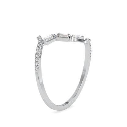 Half zig-zag Baguette Diamond Ring Platinum