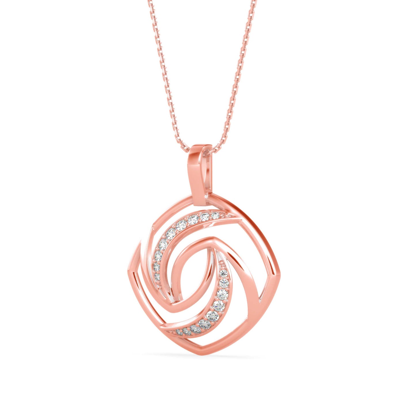 Slant Diamond Pendant Rose Gold