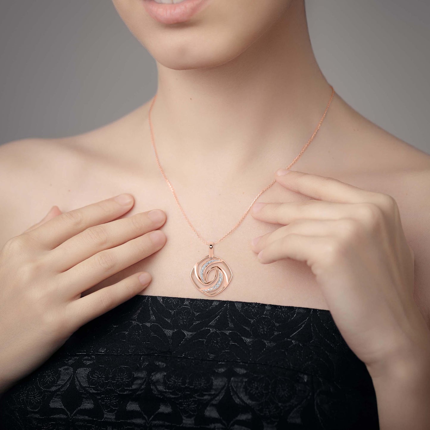 Slant Diamond Pendant Rose Gold