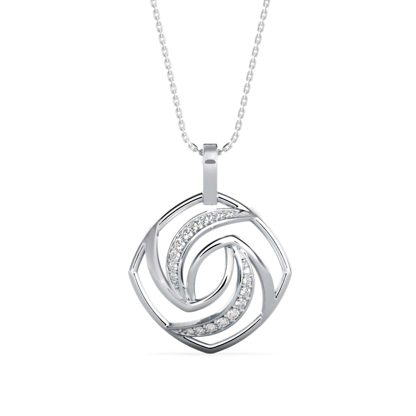 Slant Diamond Pendant White Gold