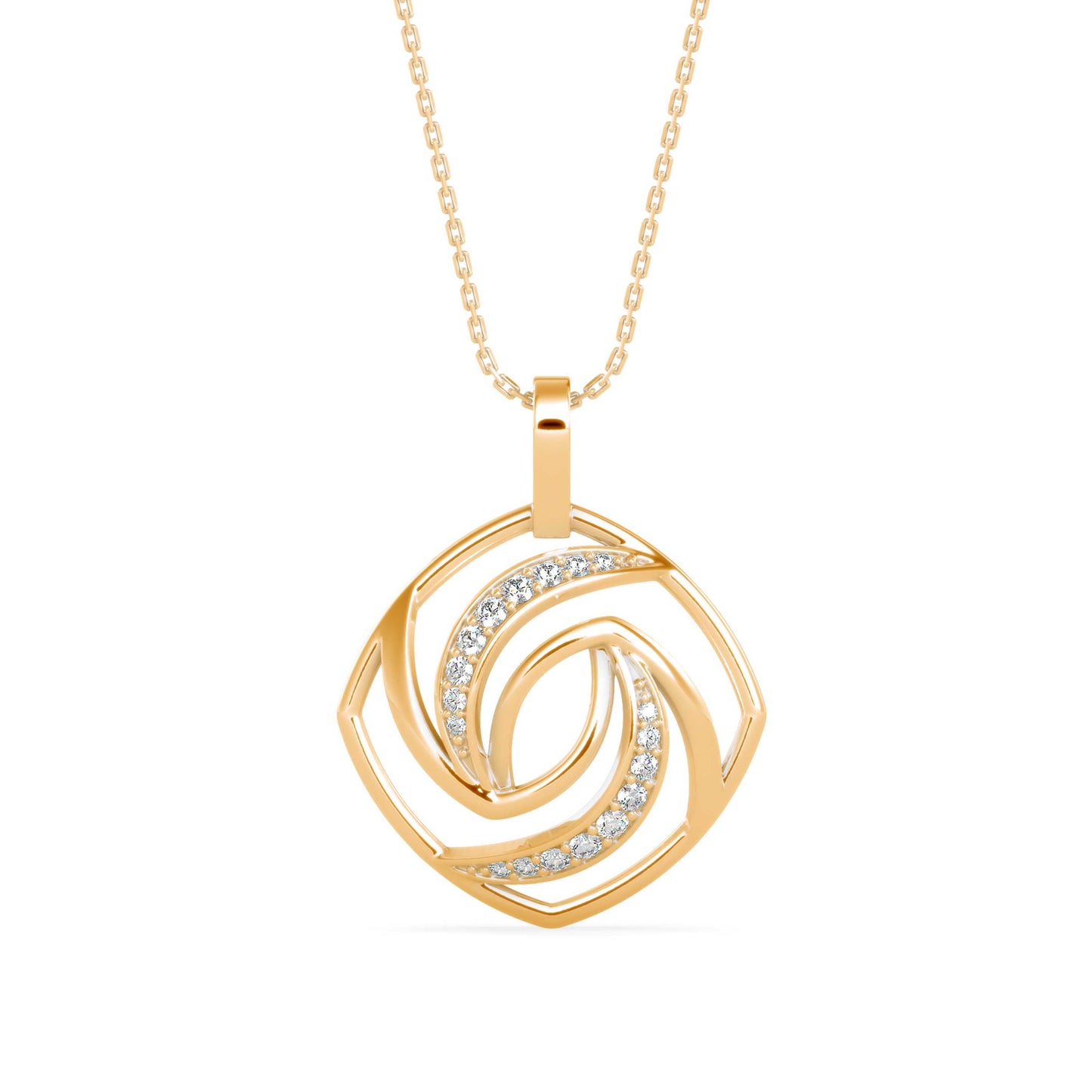 Slant Diamond Pendant Yellow Gold