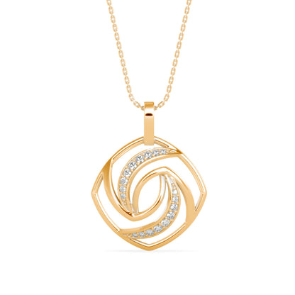 Slant Diamond Pendant Yellow Gold