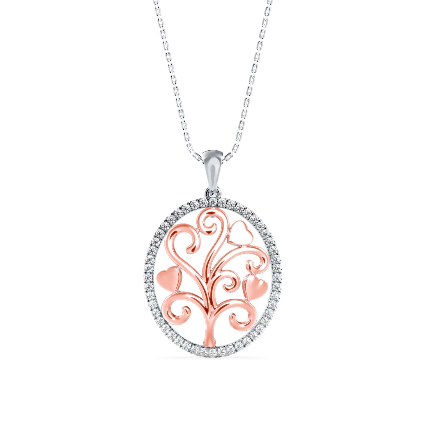 Flora Charm Diamond Pendant Rose Gold