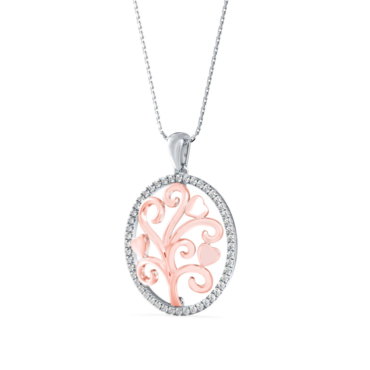 Flora Charm Diamond Pendant Rose Gold