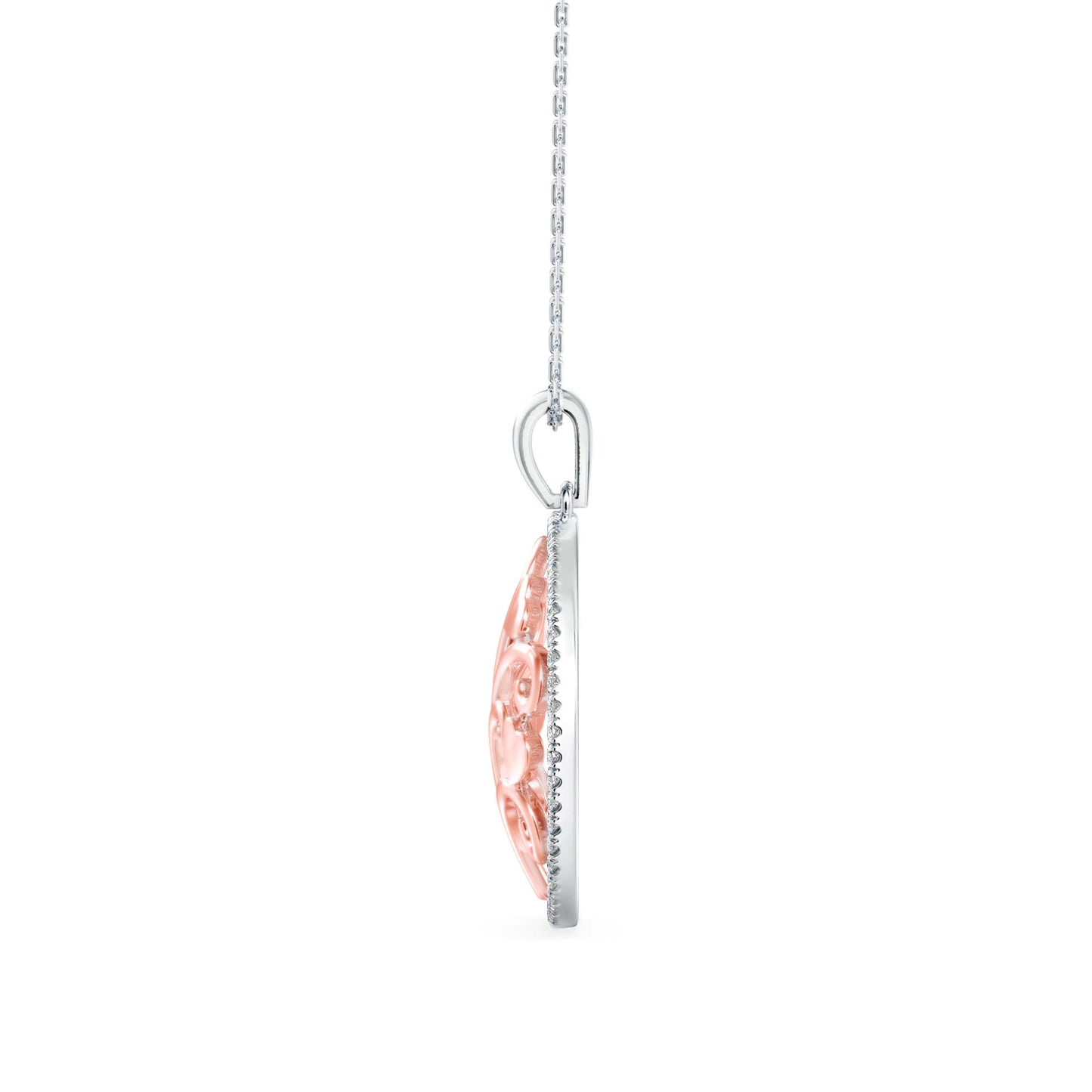 Flora Charm Diamond Pendant Rose Gold