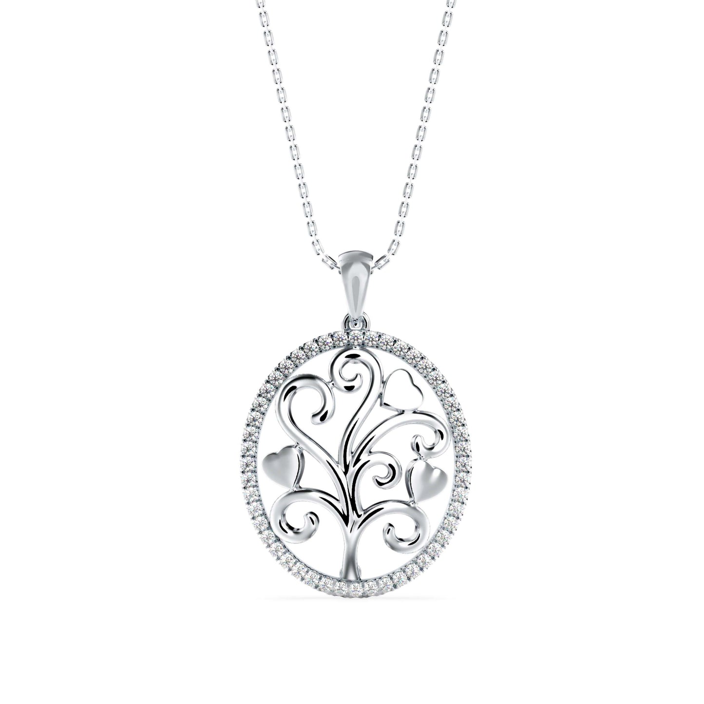 Flora Charm Diamond Pendant Platinum