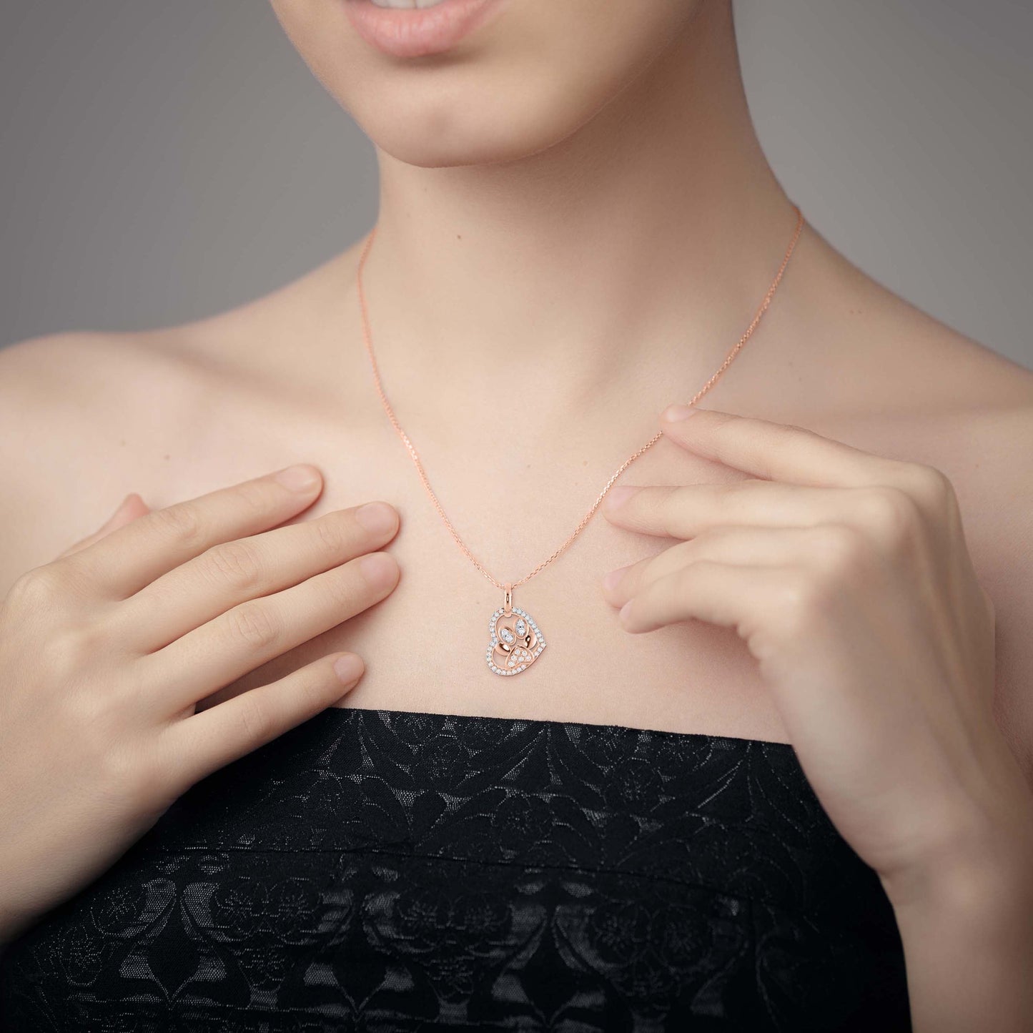 Amiable Heart Diamond Pendant Rose Gold