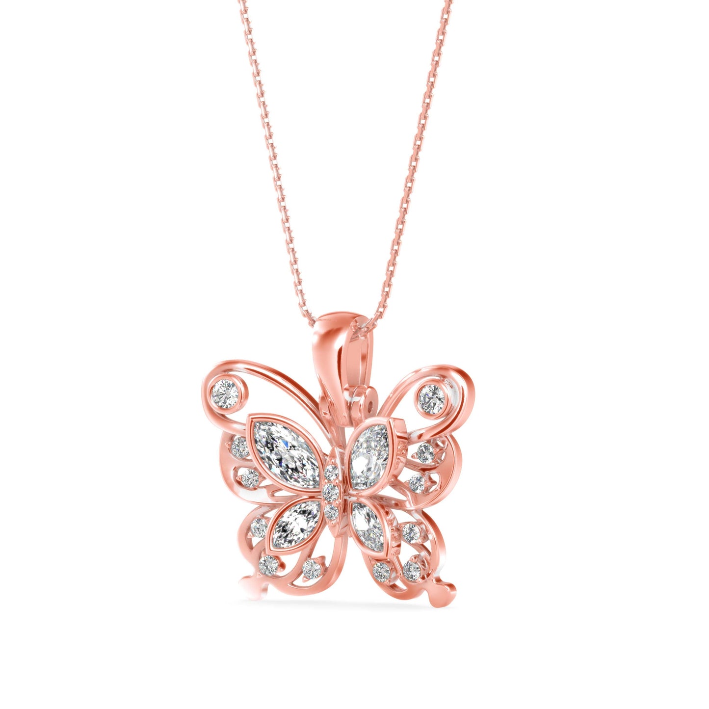 Marquise Butterfly Diamond Pendant Rose Gold