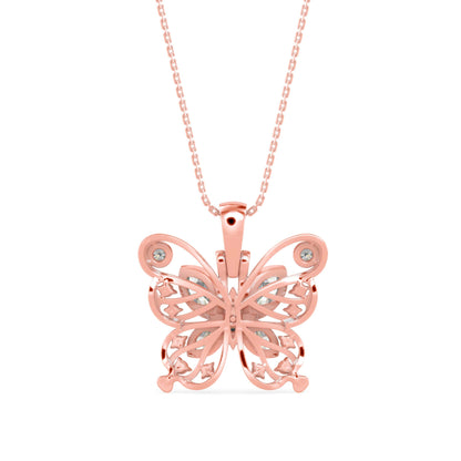 Marquise Butterfly Diamond Pendant Rose Gold