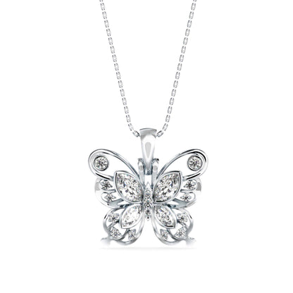 Marquise Butterfly Diamond Pendant White Gold