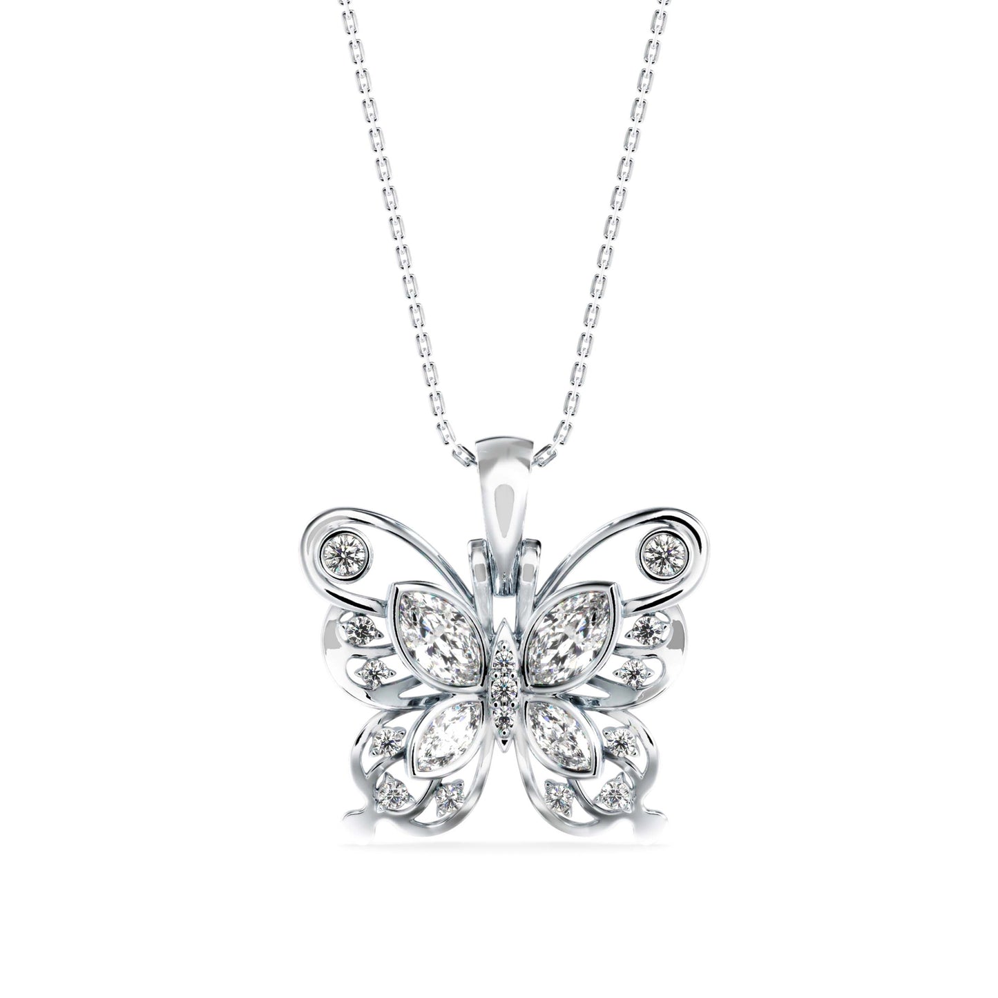 Marquise Butterfly Diamond Pendant Platinum