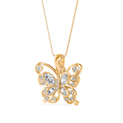 Marquise Butterfly Diamond Pendant Yellow Gold