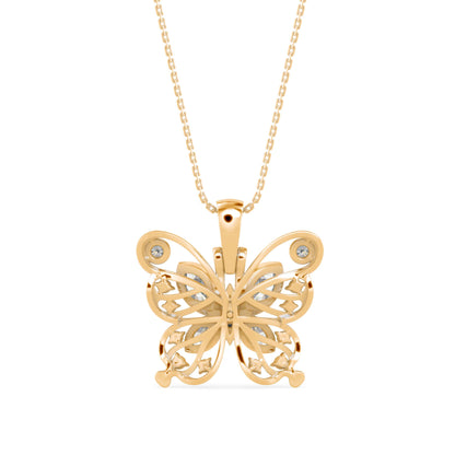 Marquise Butterfly Diamond Pendant Yellow Gold