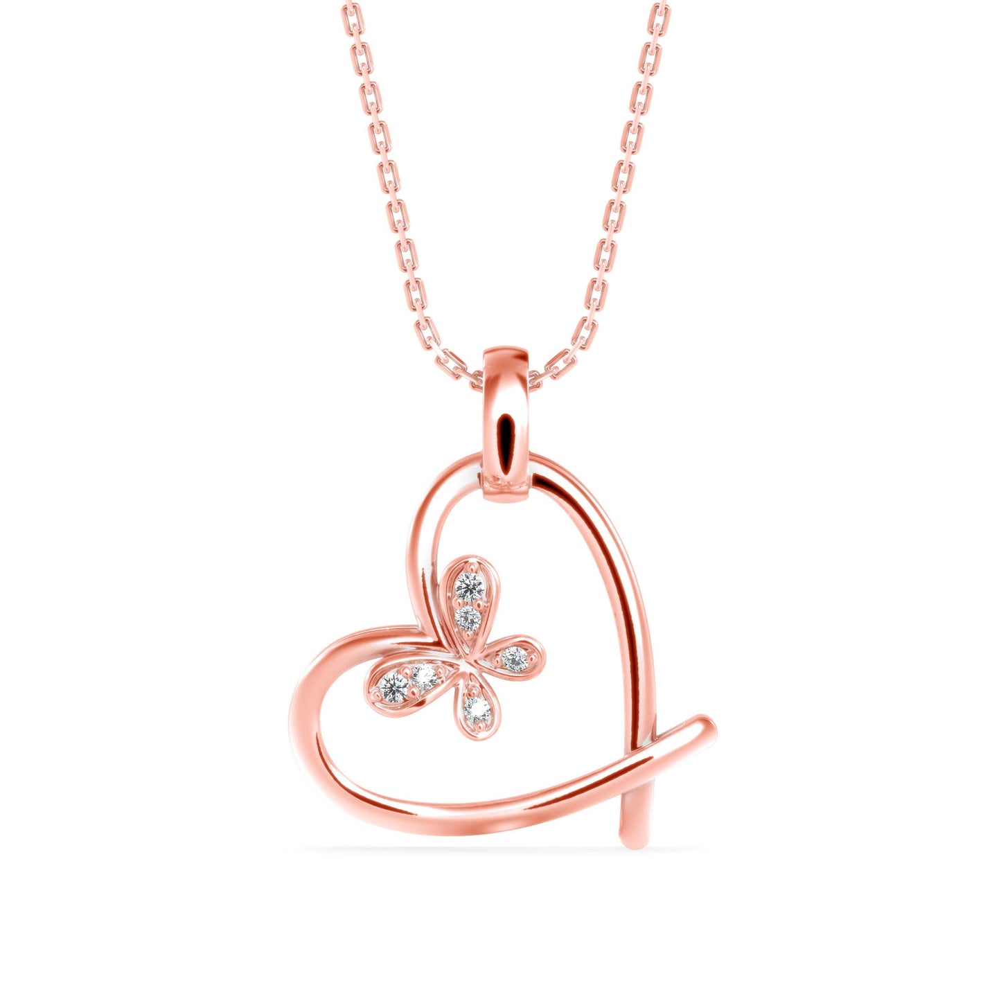 Cosmic Heart Diamond Pendant Rose Gold