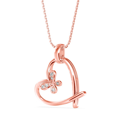 Cosmic Heart Diamond Pendant Rose Gold