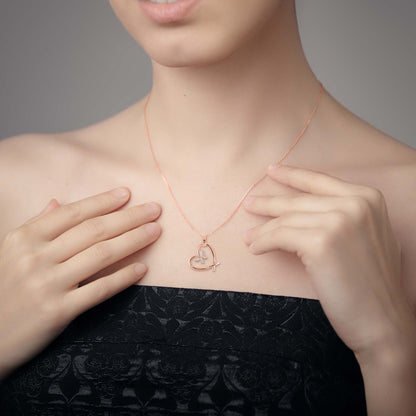 Cosmic Heart Diamond Pendant Rose Gold