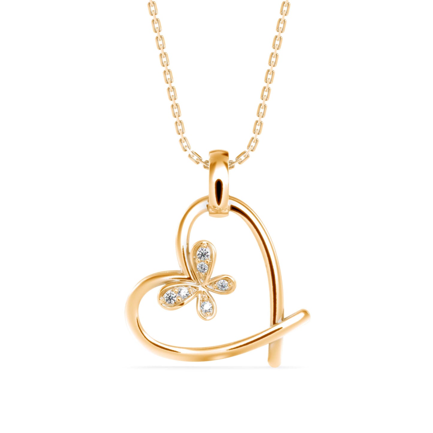 Cosmic Heart Diamond Pendant Yellow Gold