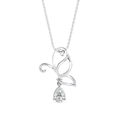 Pear Butterfly Diamond Pendant Platinum