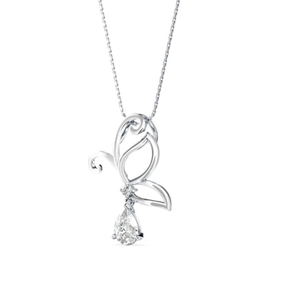 Pear Butterfly Diamond Pendant Platinum