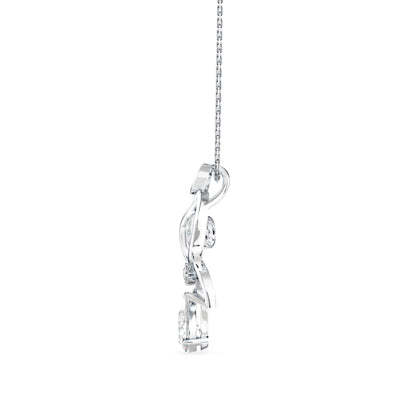 Pear Butterfly Diamond Pendant Platinum