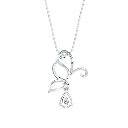 Pear Butterfly Diamond Pendant Platinum