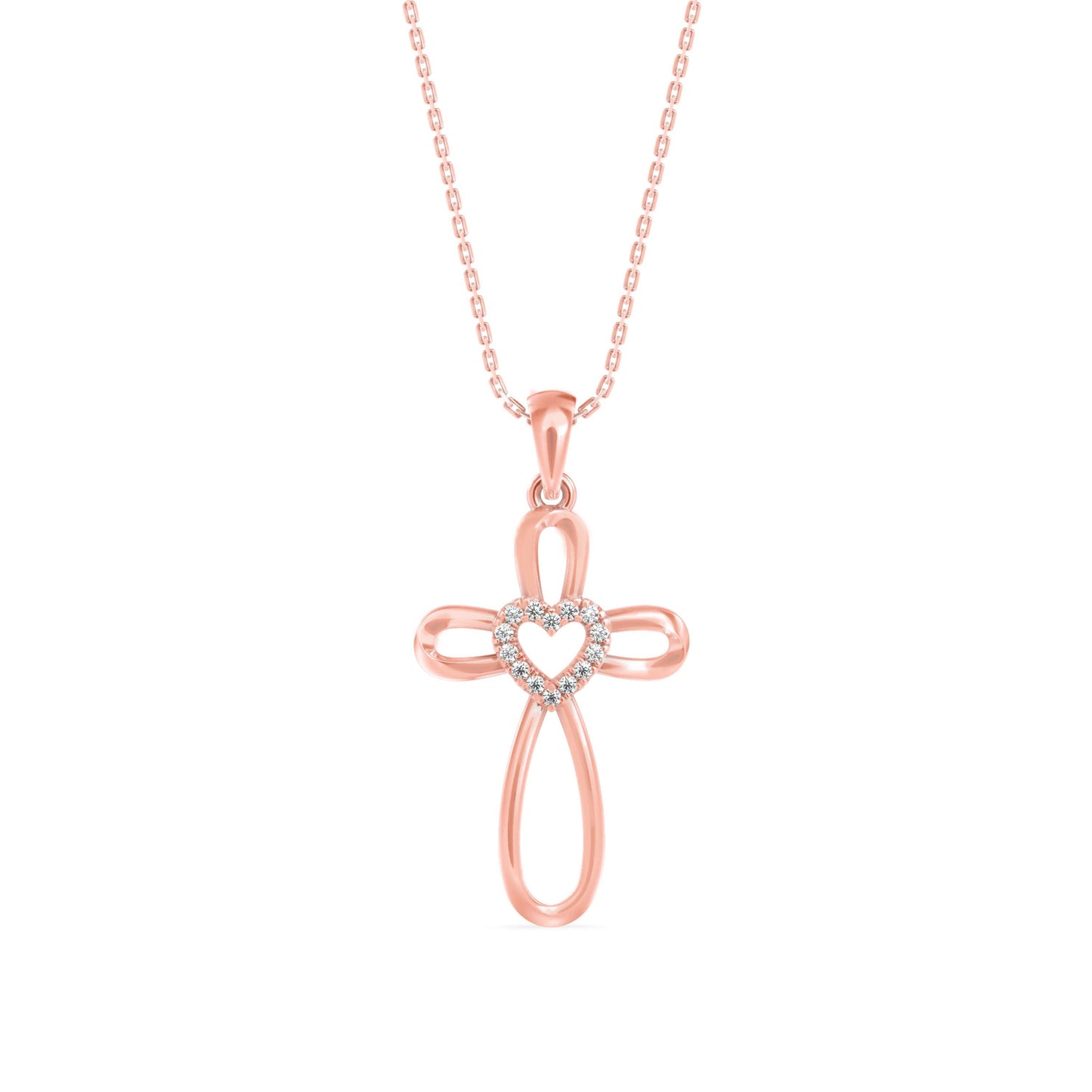 Rosary Heart Diamond Pendant Rose Gold