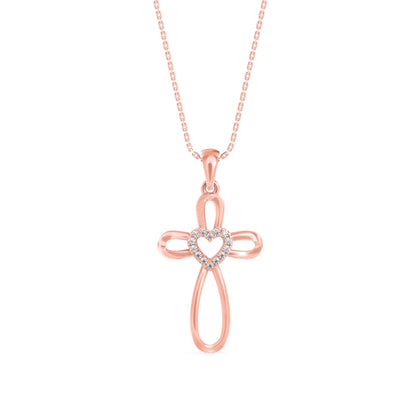 Rosary Heart Diamond Pendant Rose Gold