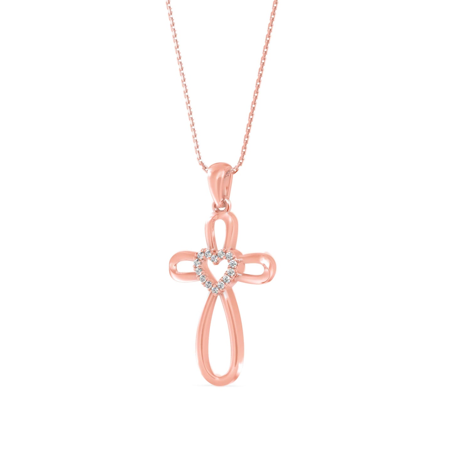 Rosary Heart Diamond Pendant Rose Gold