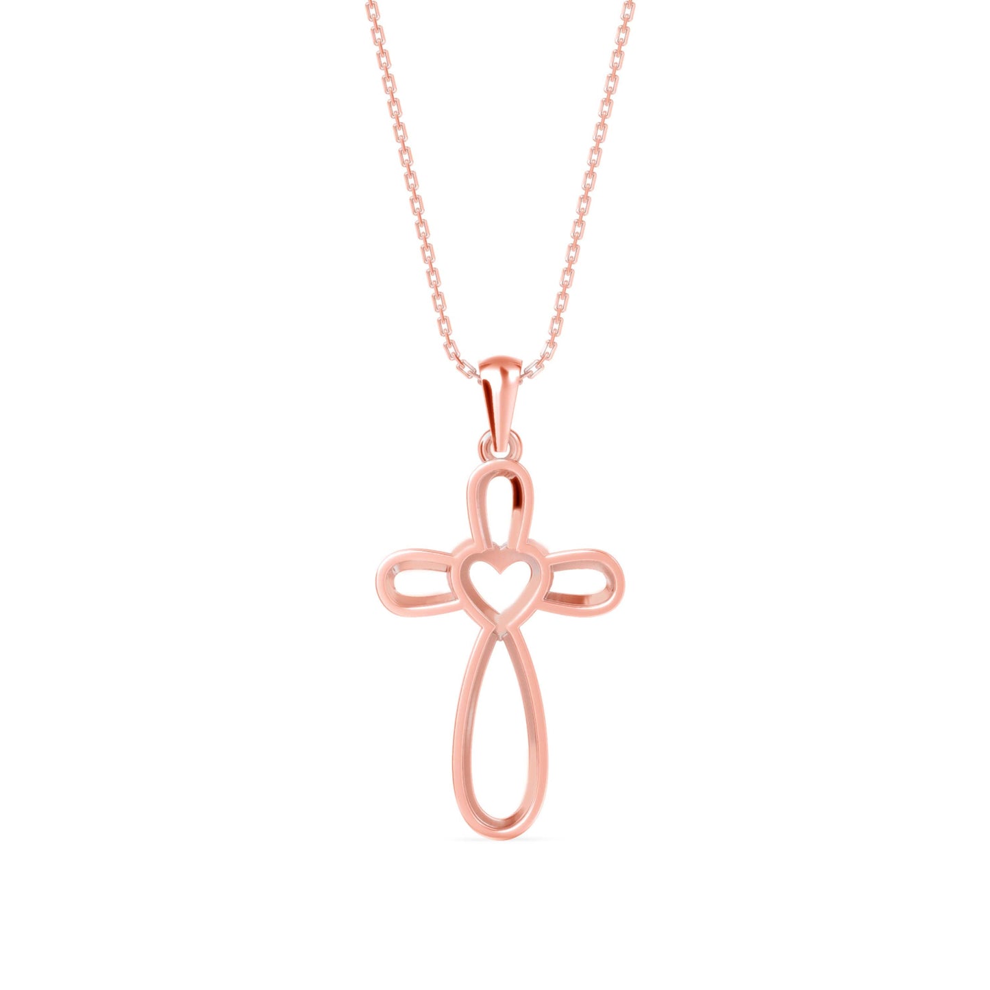 Rosary Heart Diamond Pendant Rose Gold