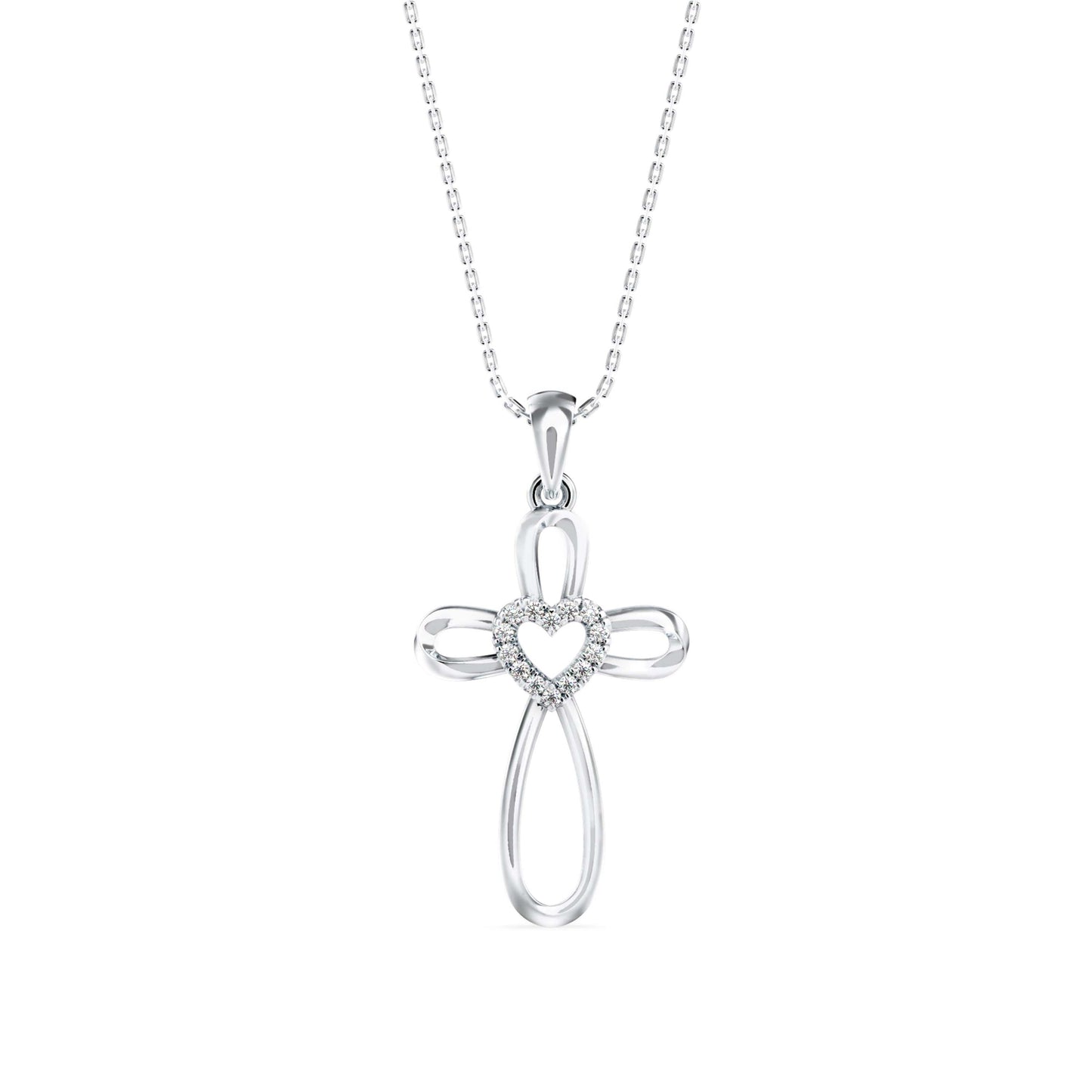 Rosary Heart Diamond Pendant White Gold