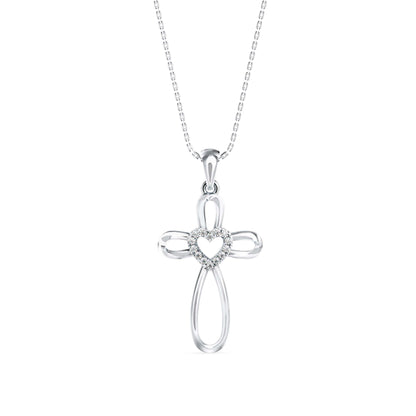 Rosary Heart Diamond Pendant White Gold